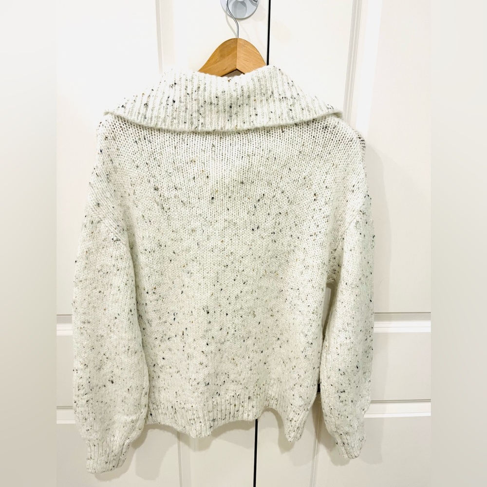 C&C California women’s small off white multi color flecks quarter zip sweater - Picture 2 of 6
